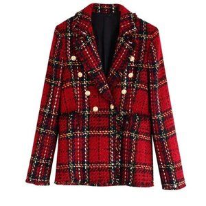 Shh'nel or D'or Plaid Tweed Blazer